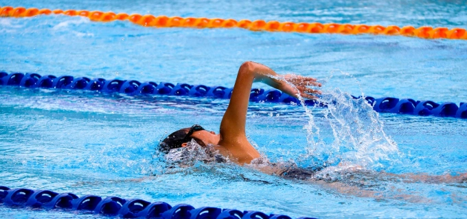 Boy swimming in the pool